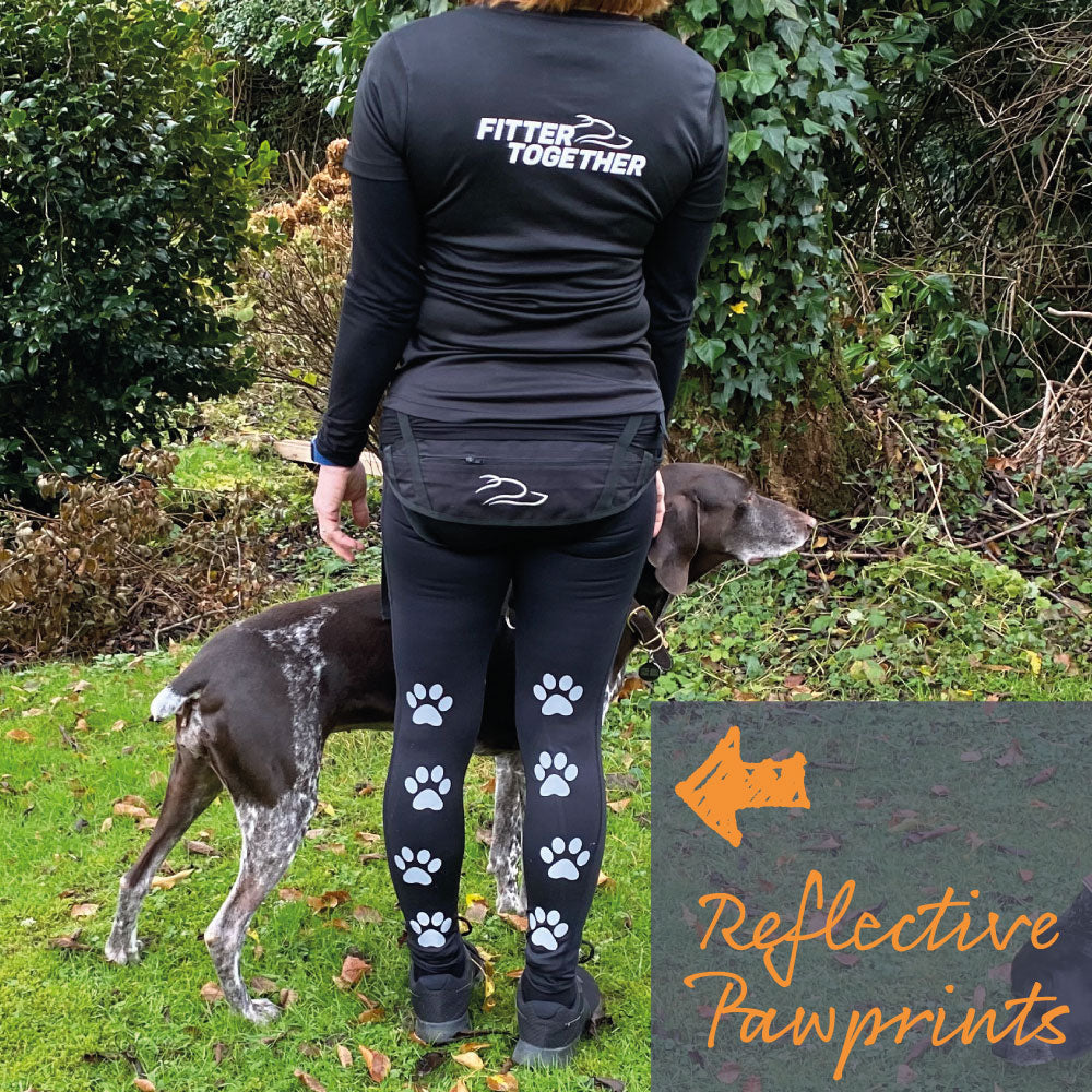 Reflective Pawprint Running Leggings with Pockets